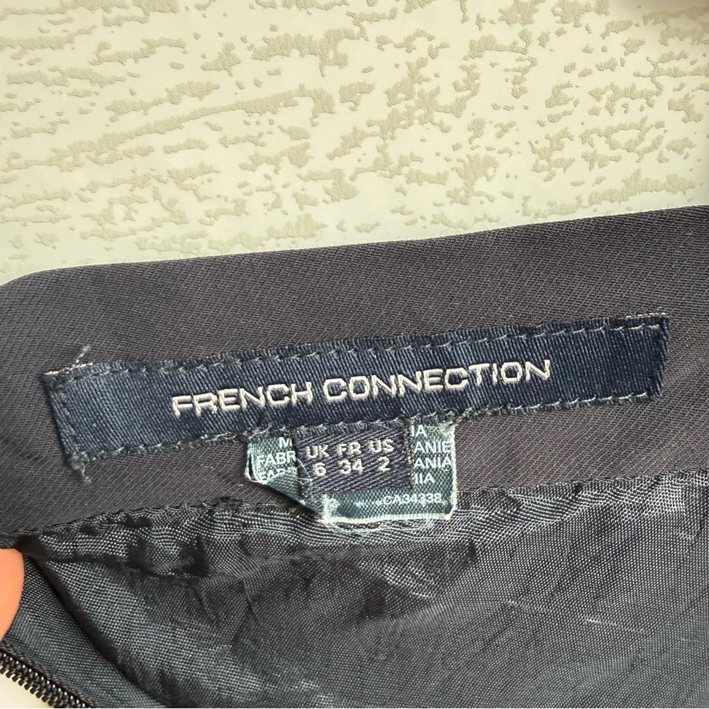 French Connection | Satin Navy Midi Skirt – Minimalist Parisian | Size 2 - Picture 2 of 11